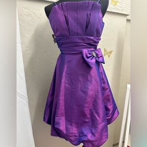 Purple Strapless Dress with Bow